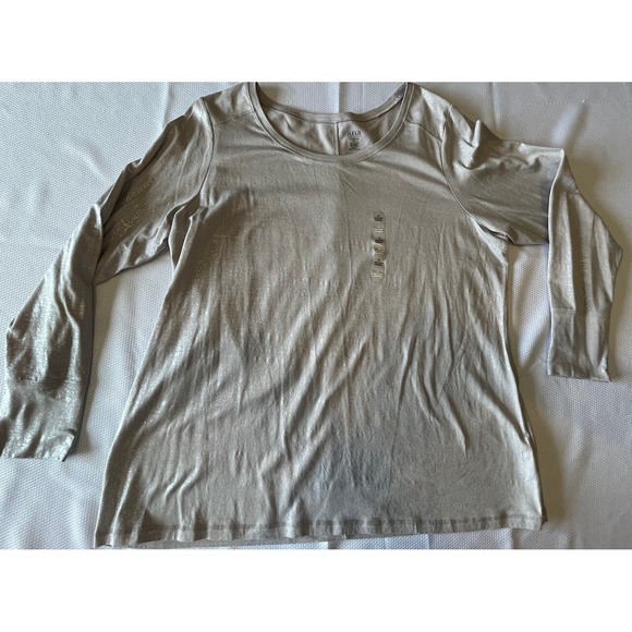 a.n.a. Long Sleeve Grey Crewneck with Silver Sparkling Flakes Size 1X - Picture 5 of 11